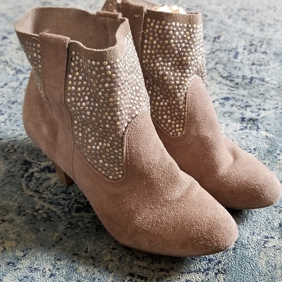 studded suede ankle boots